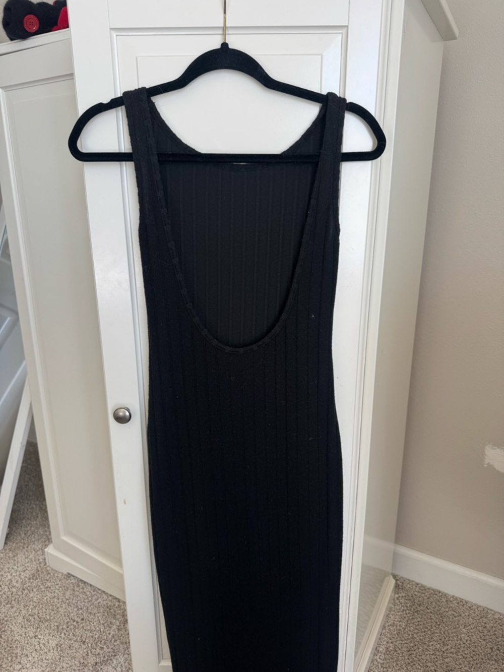 Classic Black Ribbed Maxi Dress - Sleeveless - Picture 2 of 3